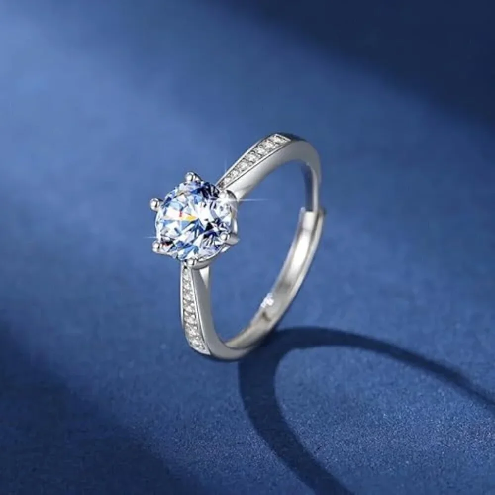 1ct Moissanite Women's Ring S925 Sterling Silver Pave Solitaire Diamond